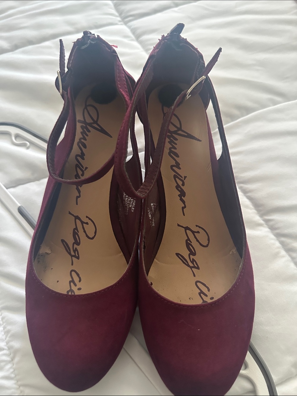 American Rag Burgundy Suede Ankle Strap Pumps